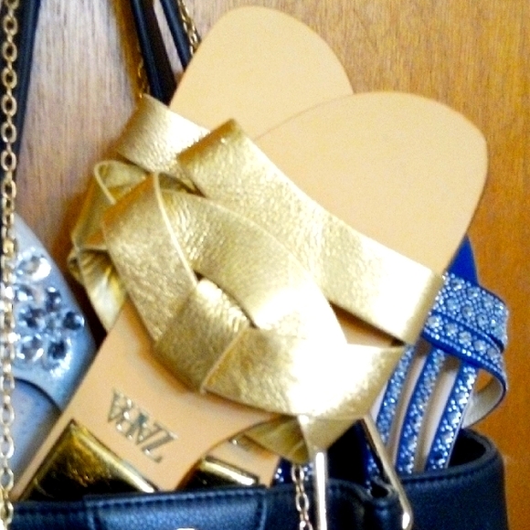 Zara Metallic Gold Strappy Sandals - Picture 1 of 9